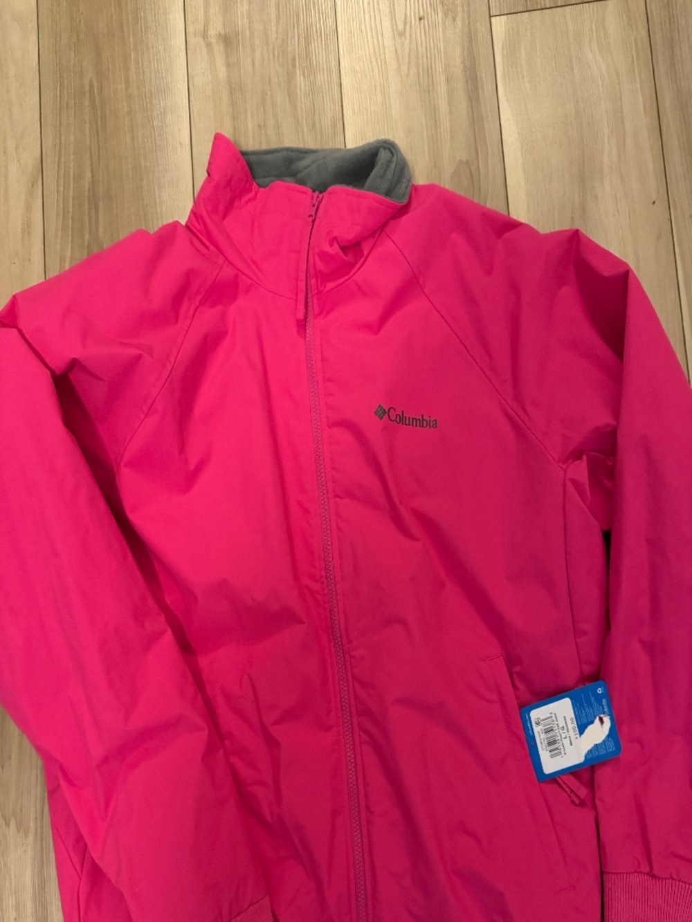 Columbia Pink Jacket Womens Small NWT Full Zip Coat Fleece Lined Bright Pink